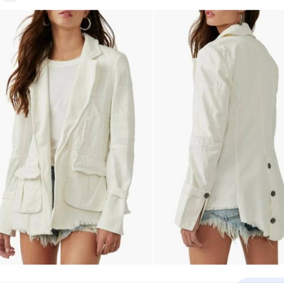 Free People Jackets & Blazers - Free People Harlow Blazer In Ecru Vintage Utility Coat  Size S NWOT'S